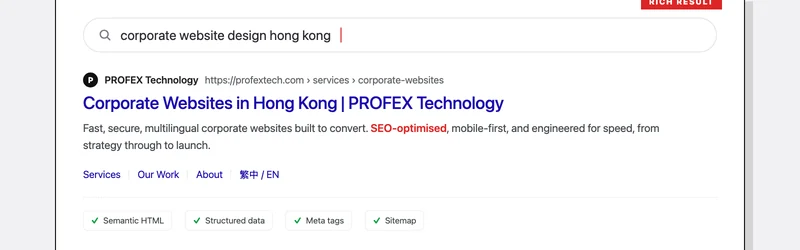 Search-result preview of the website's SEO listing